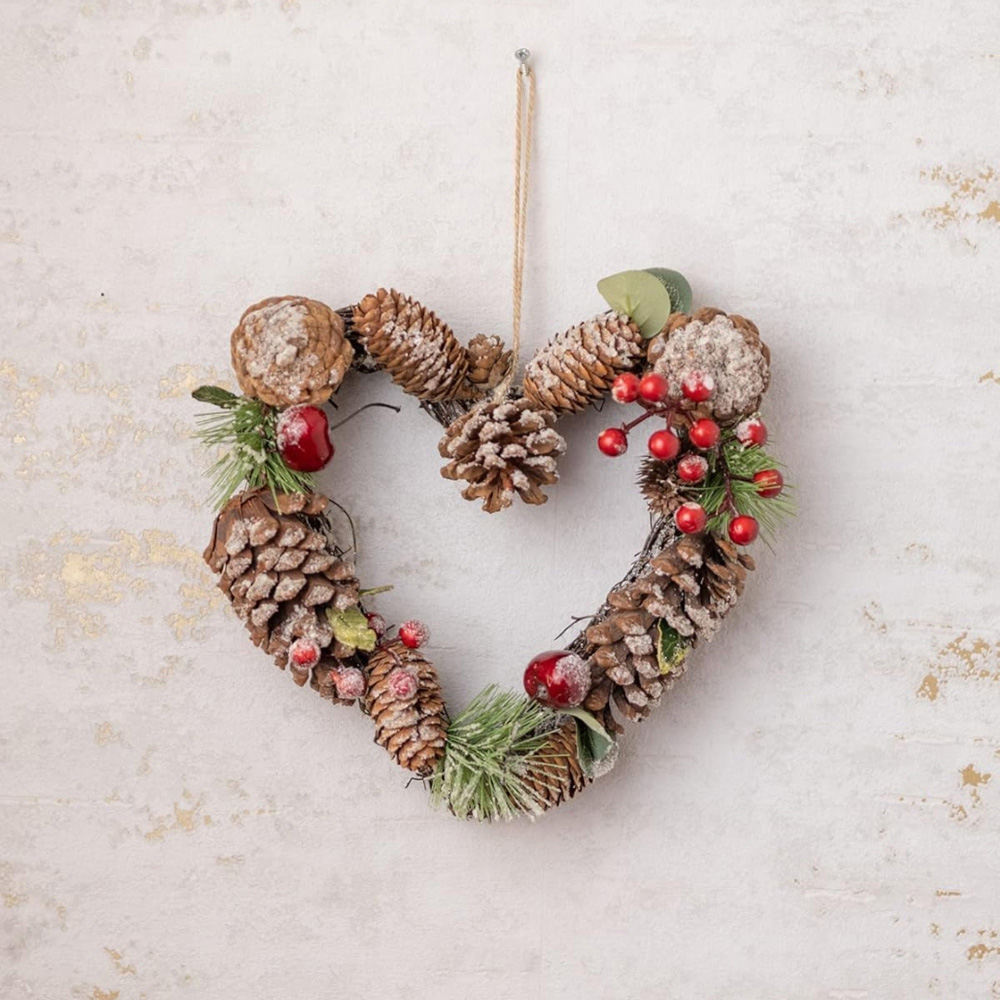 Marco Paul Pinecones Heart Artificial Christmas Wreath 24cm Image 3