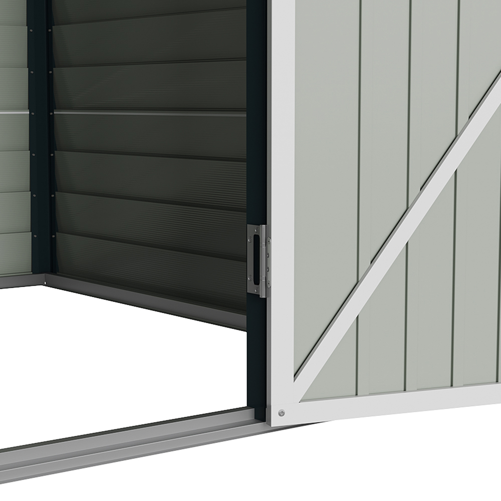 Living and Home 8 x 5.7ft White Metal Apex Roof Garden Storage Shed Image 5