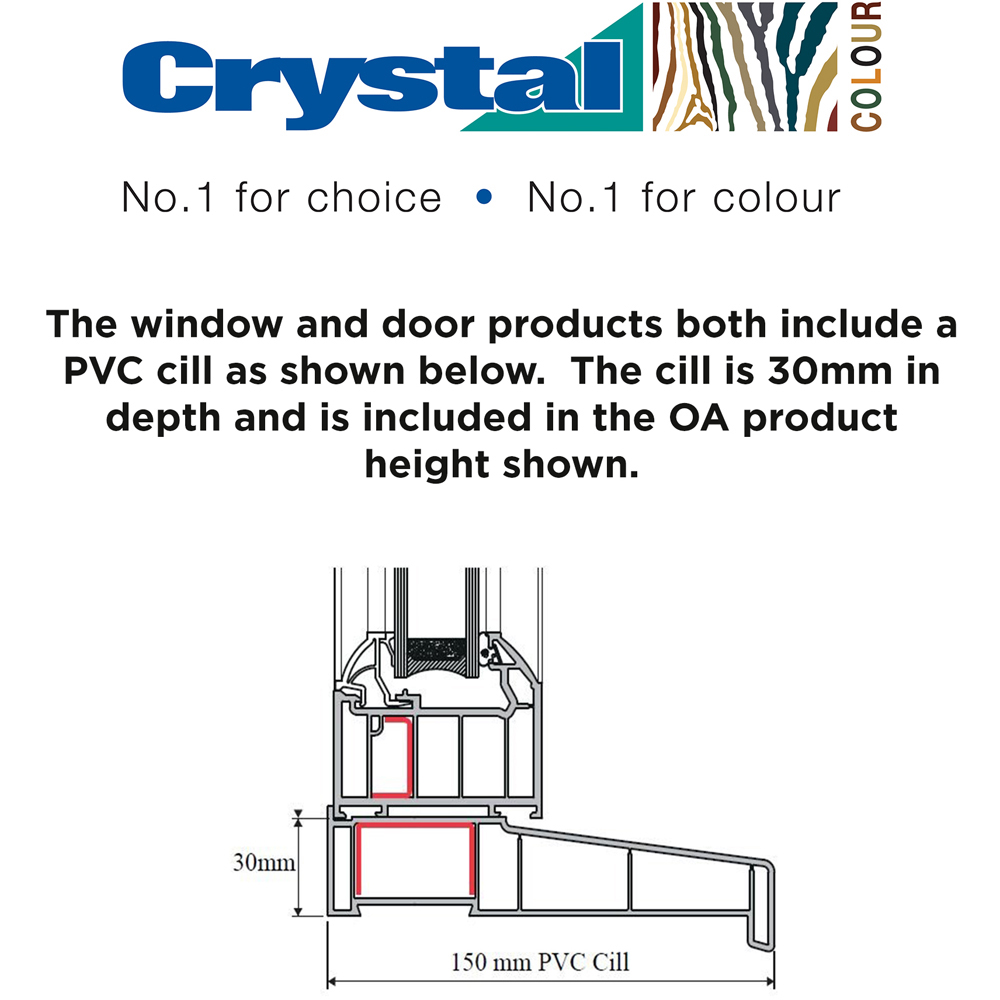 Crystal uPVC Double Glazed Window LH Side Hung Next to a Fixed Grey White Obscure Glass 1190x1115mm Image 8