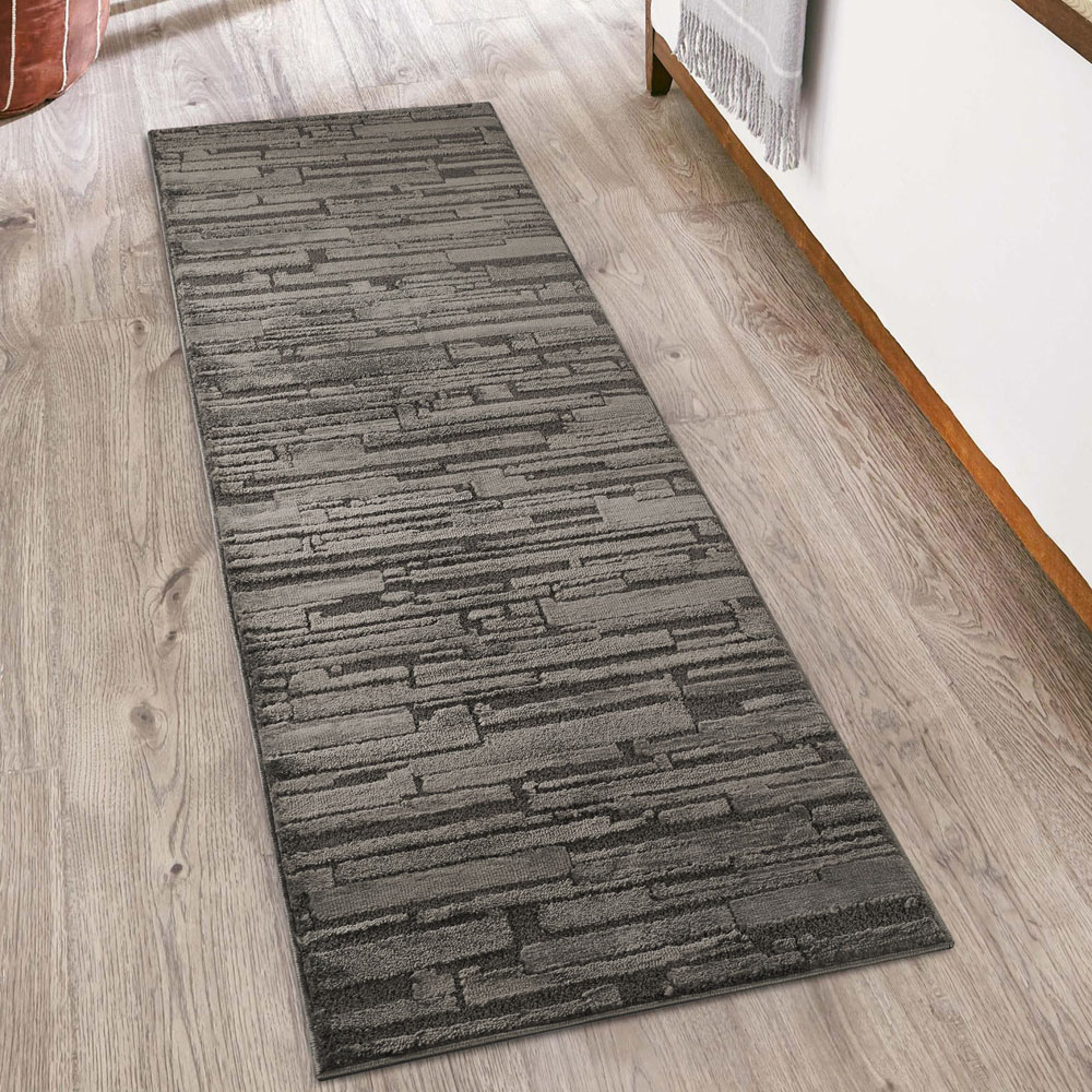 Desire Rugs Hamilton Dark Grey Bold Geometric Rug 60 x 220cm Image 2