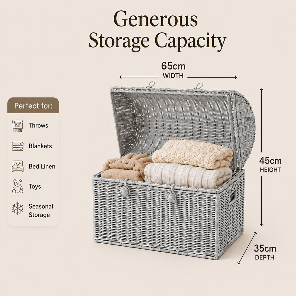 Home Republic Grey Rattan Woven Storage Chest Image 7