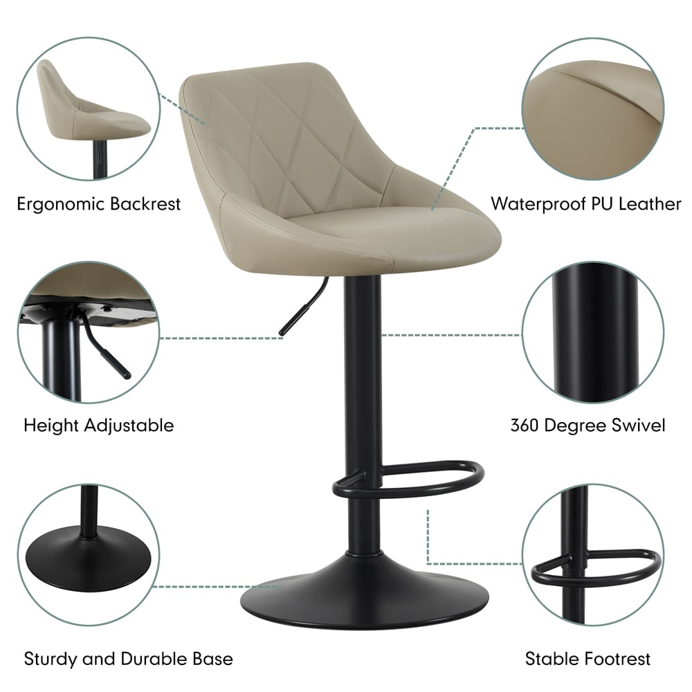 Stanley Brown Height Adjustable Kitchen Bar Stool with Footrest Set of 2 Image 3