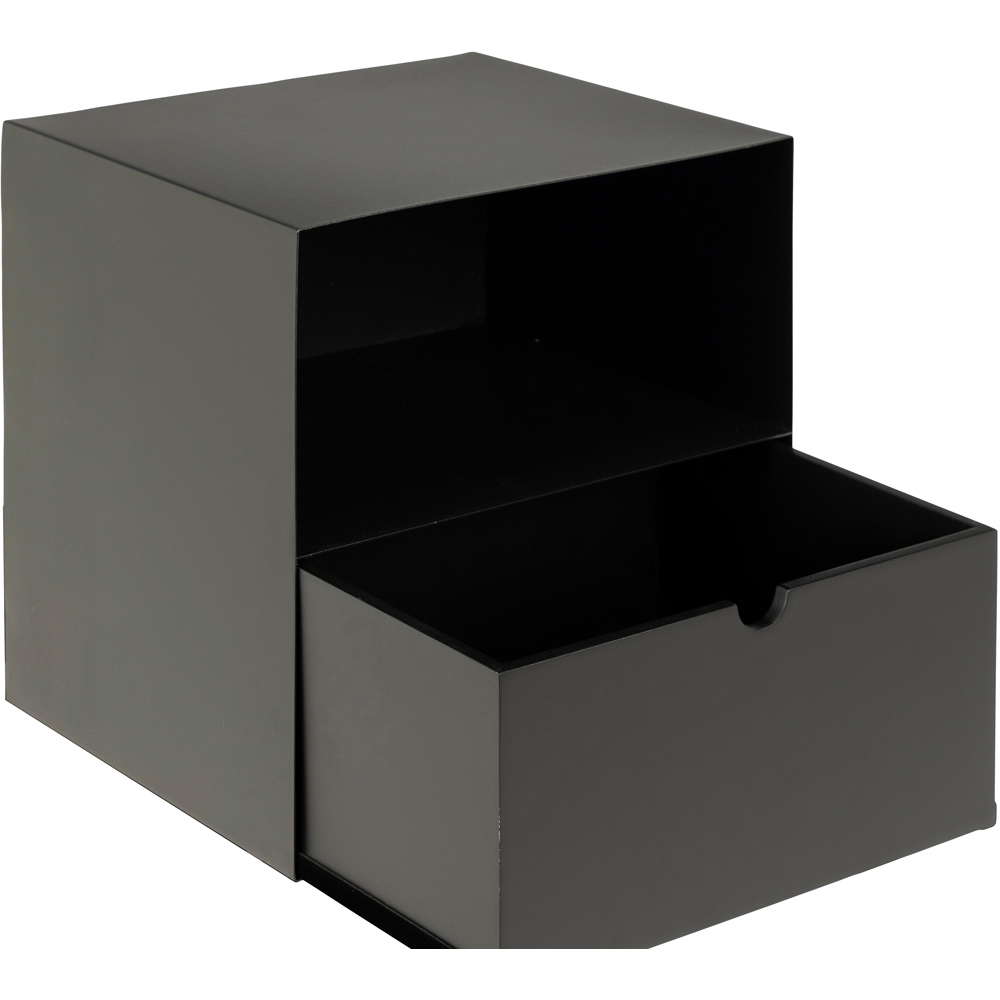 Florence Joliet Single Drawer Single Shelf Matt Black Wall Mounted Bedside Table Image 4