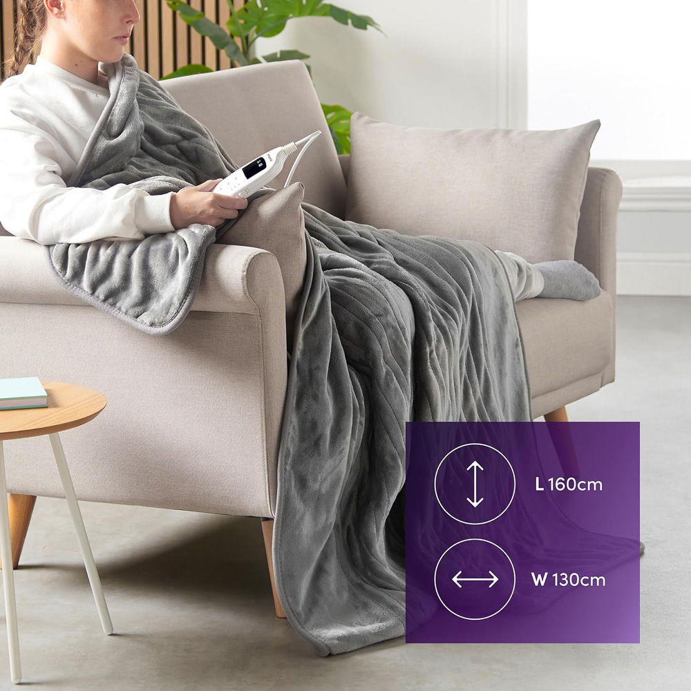 Emperial Grey Electric Heated Throw Blanket Image 9