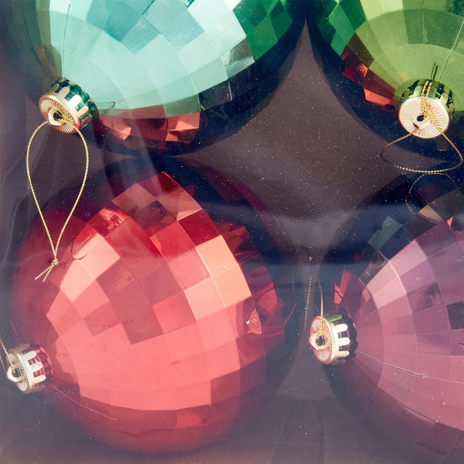 Pack of 4 Colourful Disco Ball Christmas Decorations Image 2