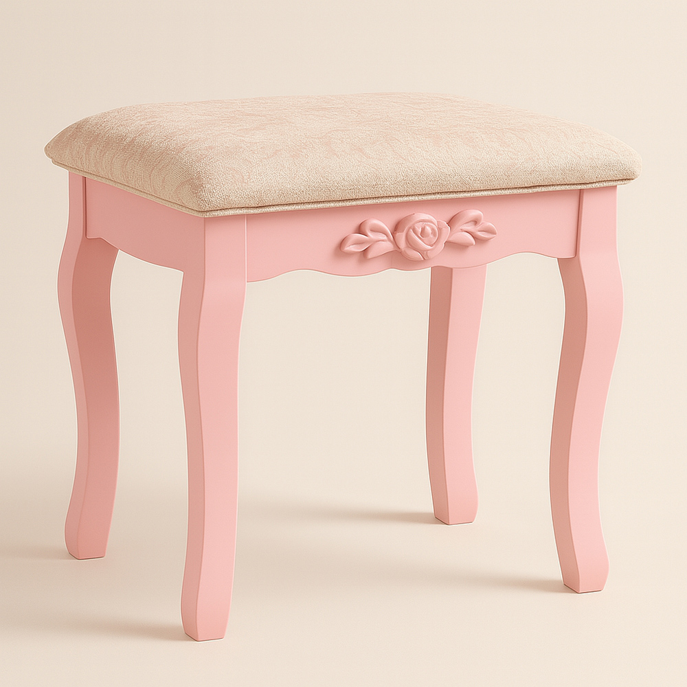 Portland 4 Drawer Pink Dressing Table Set with Mirror Image 2