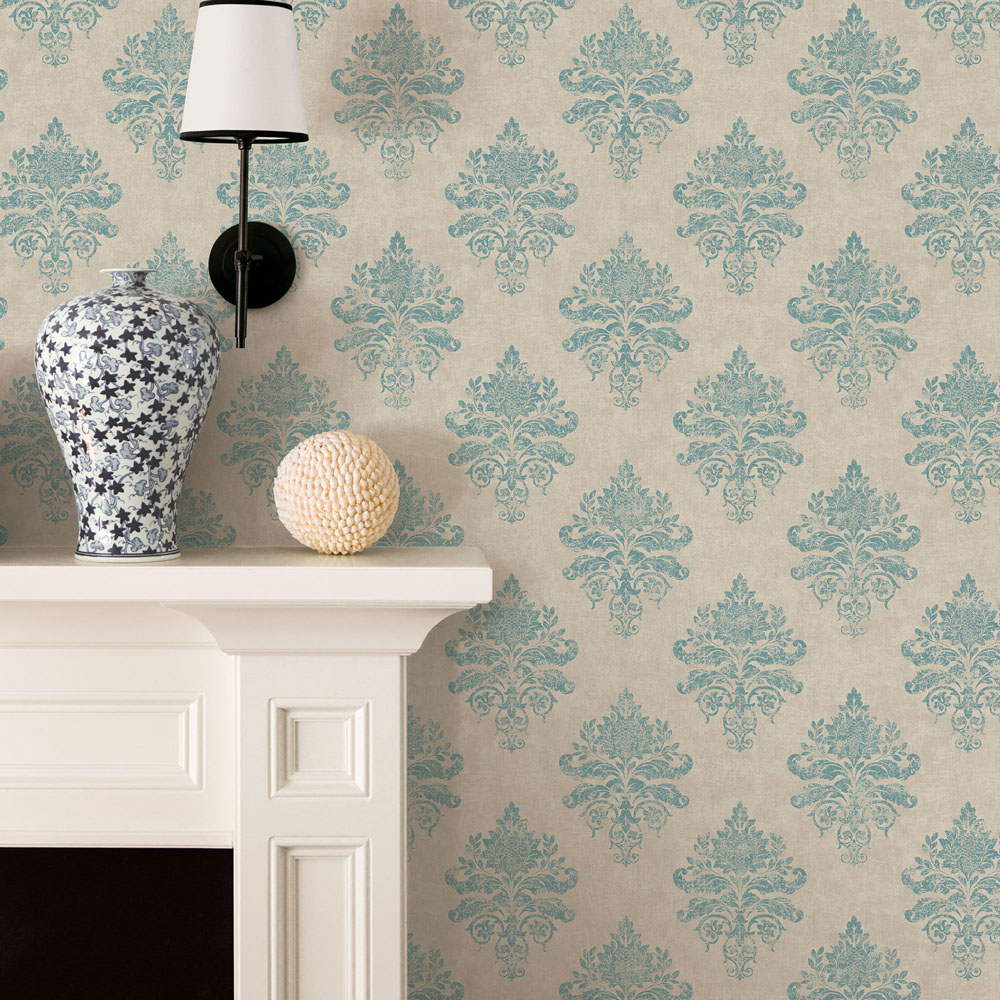 Galerie Nordic Elements Diamond Damask Blue Wallpaper Image 2