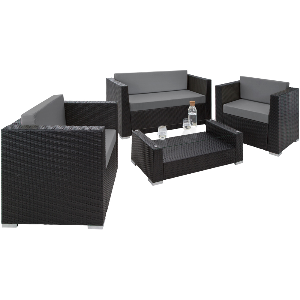 tectake Munich 4 Seater Black Garden Lounge Set with 2 Cushion Cover Set Image 3