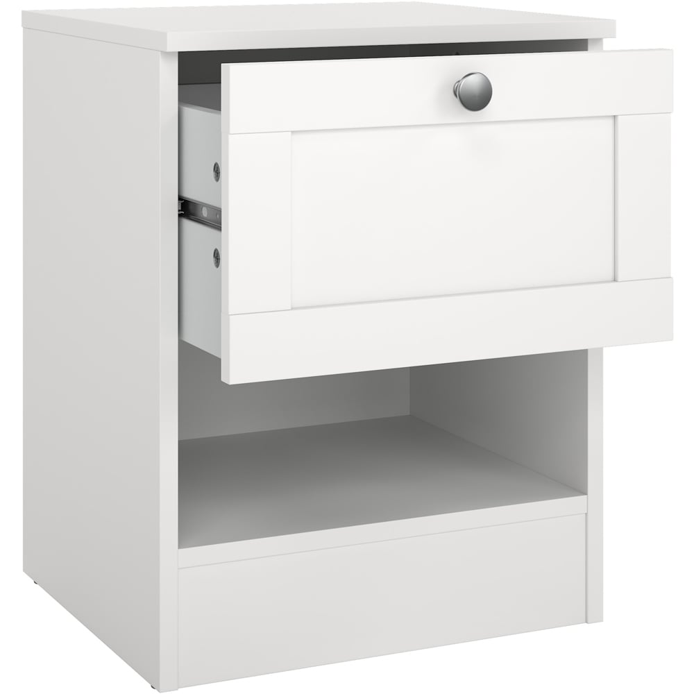 Florence Single Drawer Single Shelf White Bedside Table Image 4