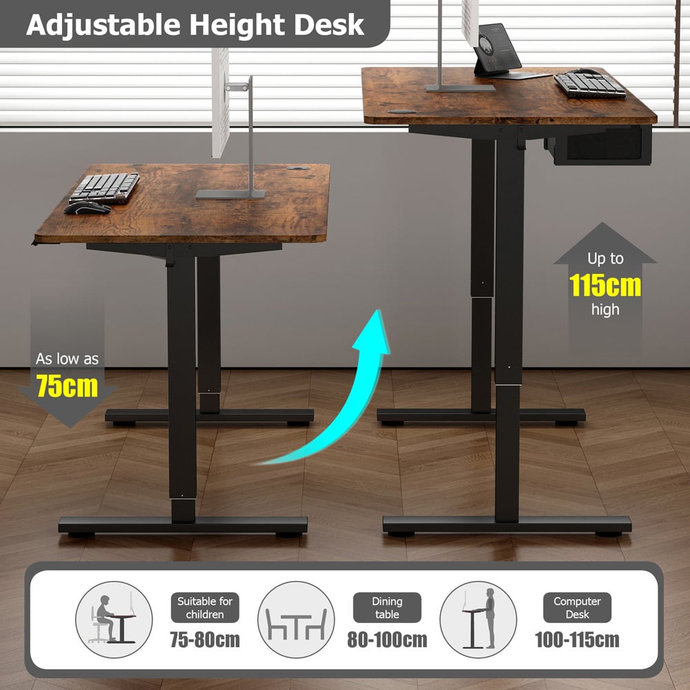 Easton Height Adjustable Electric Computer Desk White Image 6