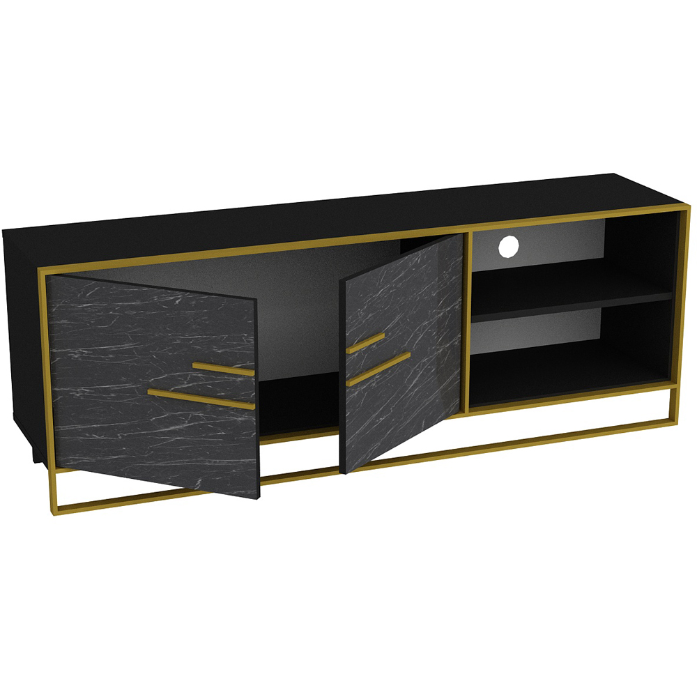Decorotika Polka 2 Door Black Marble TV Unit Image 3