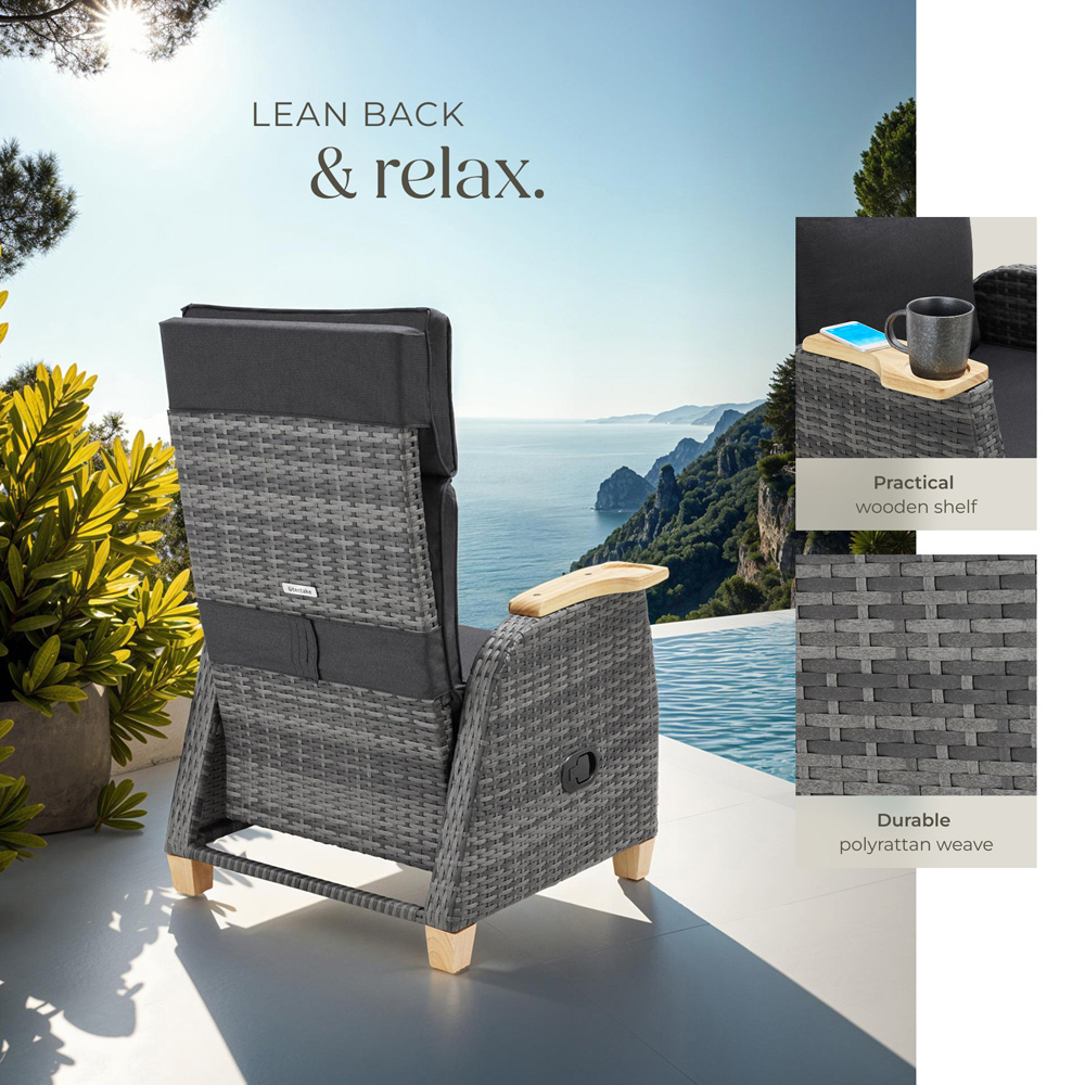 tectake Pescara Set of 2 Reclining and Adjustable Garden Chair Image 4