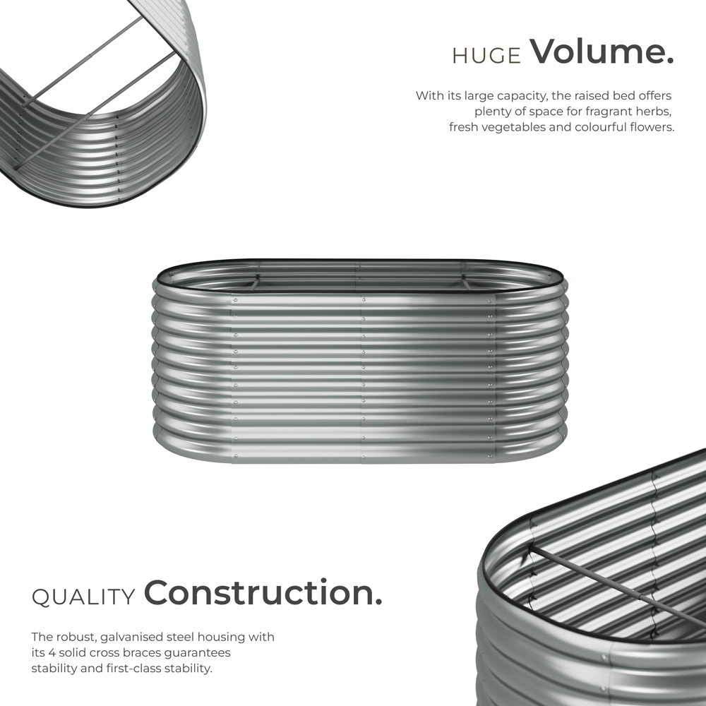 tectake Flormma 200 x 100cm Silver Galvanised Steel Raised Garden Bed Image 6