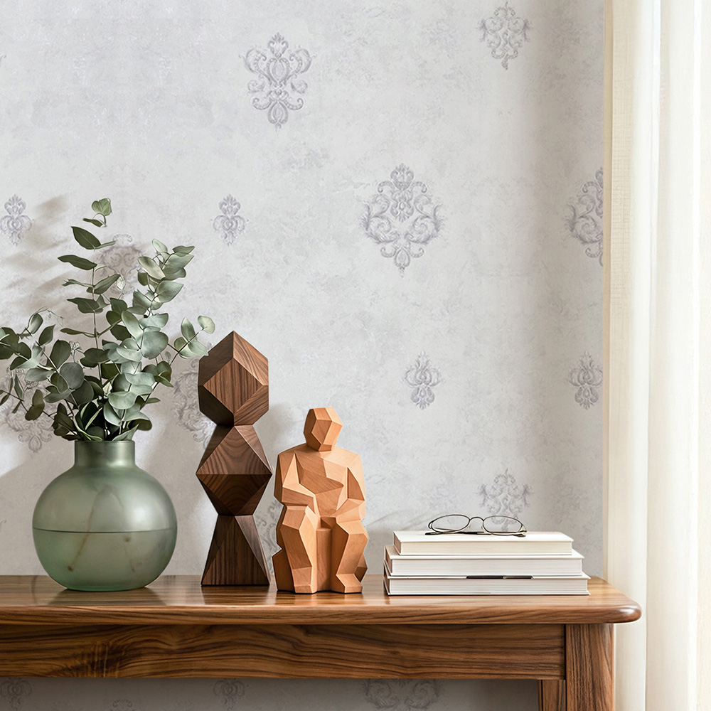 Living and Home Textured 3D Embossed Dusty White Non-Pasted Wallpaper Image 2