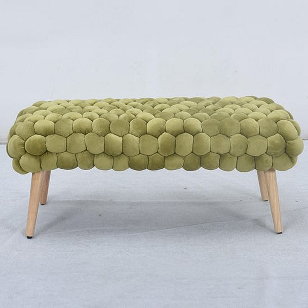 Artemis Home Cushla Green Bubbly Velvet Large Footstool Image 1