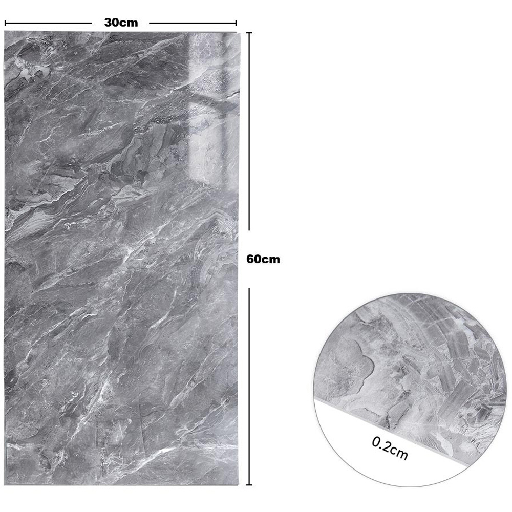 Living and Home Dark Grey Marble Wall Tile Sticker 10 Pack Image 8