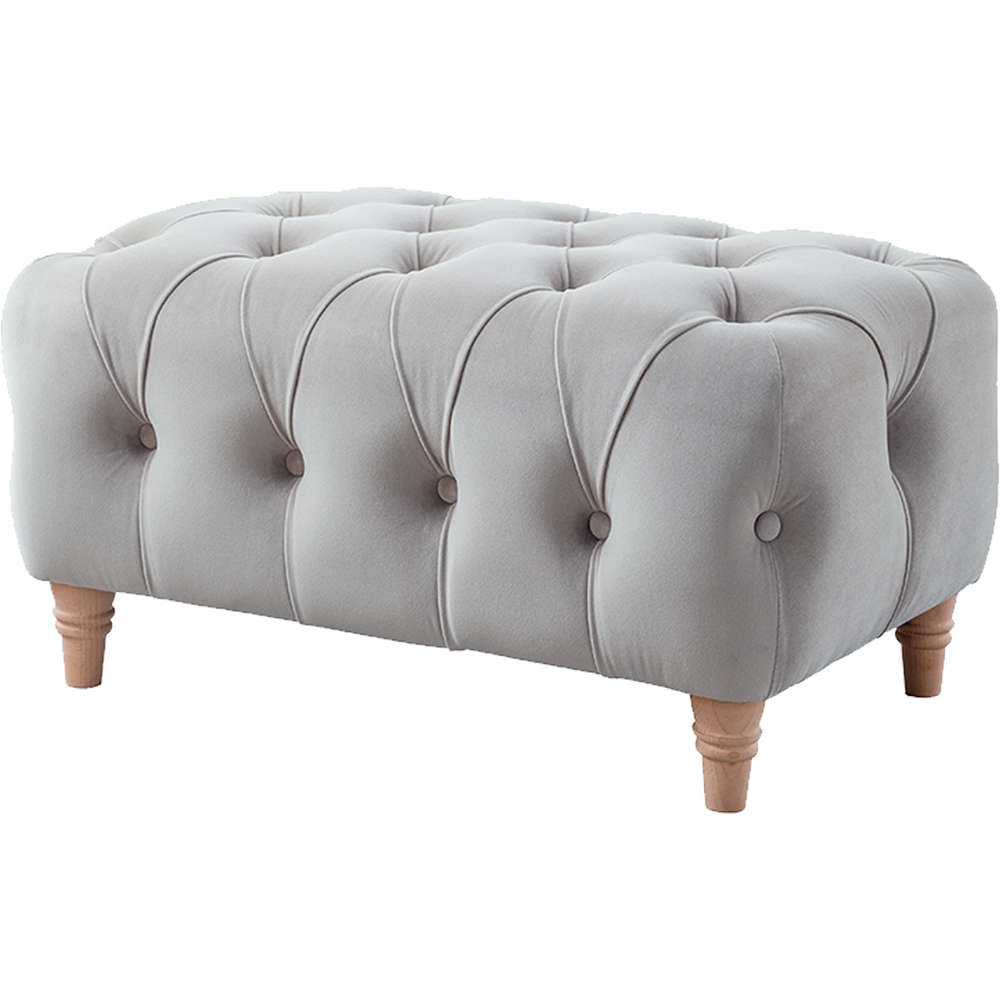 Elsie Chesterfield Chalk Plush Velvet Footstool Image 2