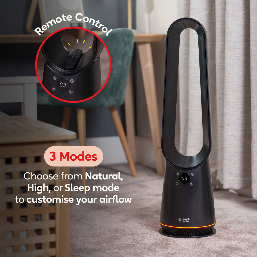 Russell Hobbs Black Bladeless Cooling Fan with Remote Image 5
