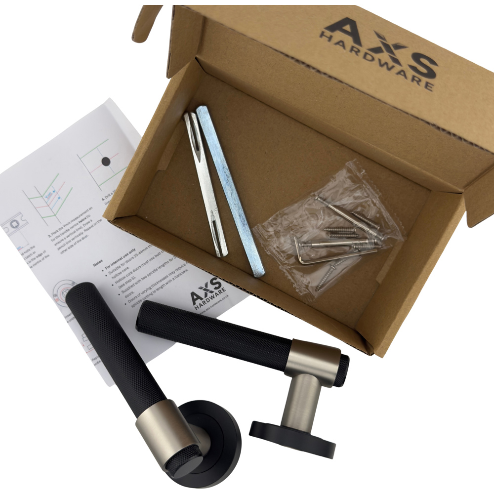 AXS Hardware Dakota Black Knurled Latch Door Handles on Rose 2 Pack Image 6