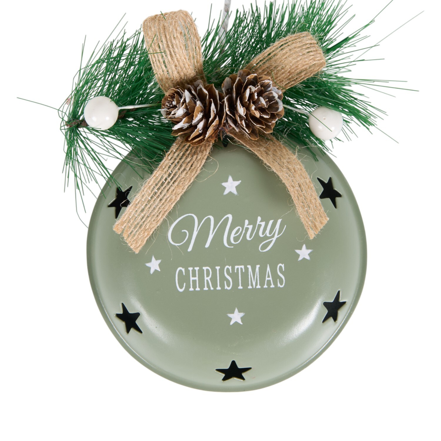 Merry Christmas Metal Bell Green Image 2