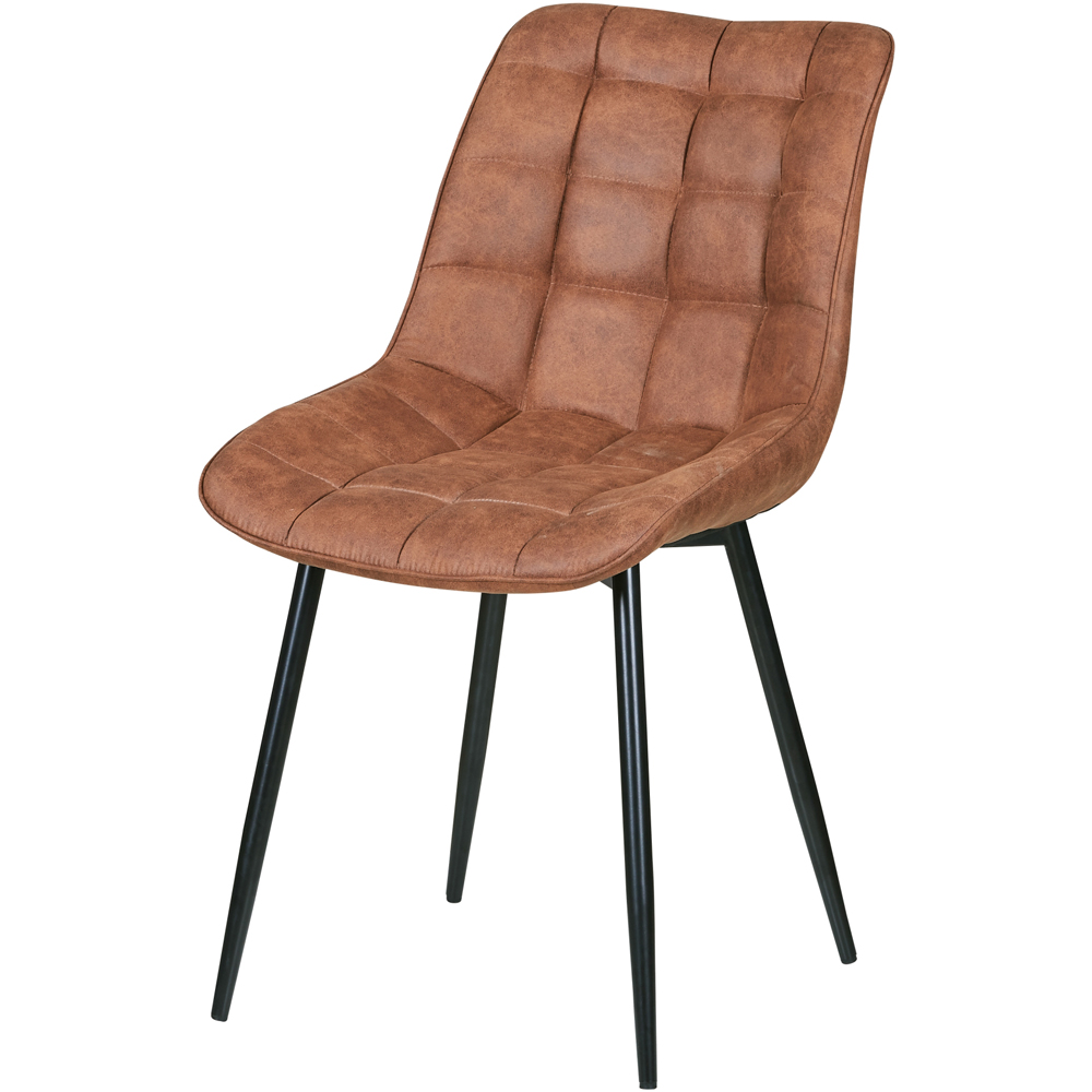 Alba Set of 2 Tan Suede Effect Plush Padded Dining Chairs Image 3