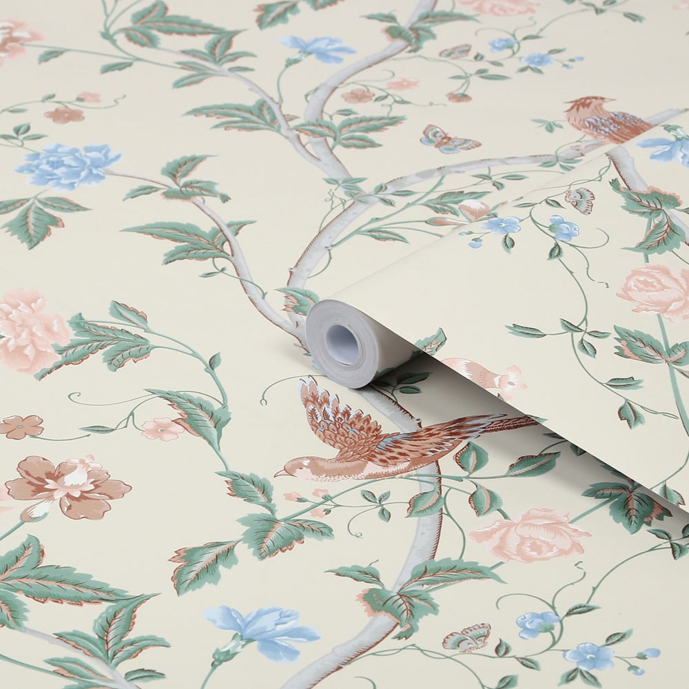 Laura Ashley Summer Palace Sage and Apricot Wallpaper Image 2