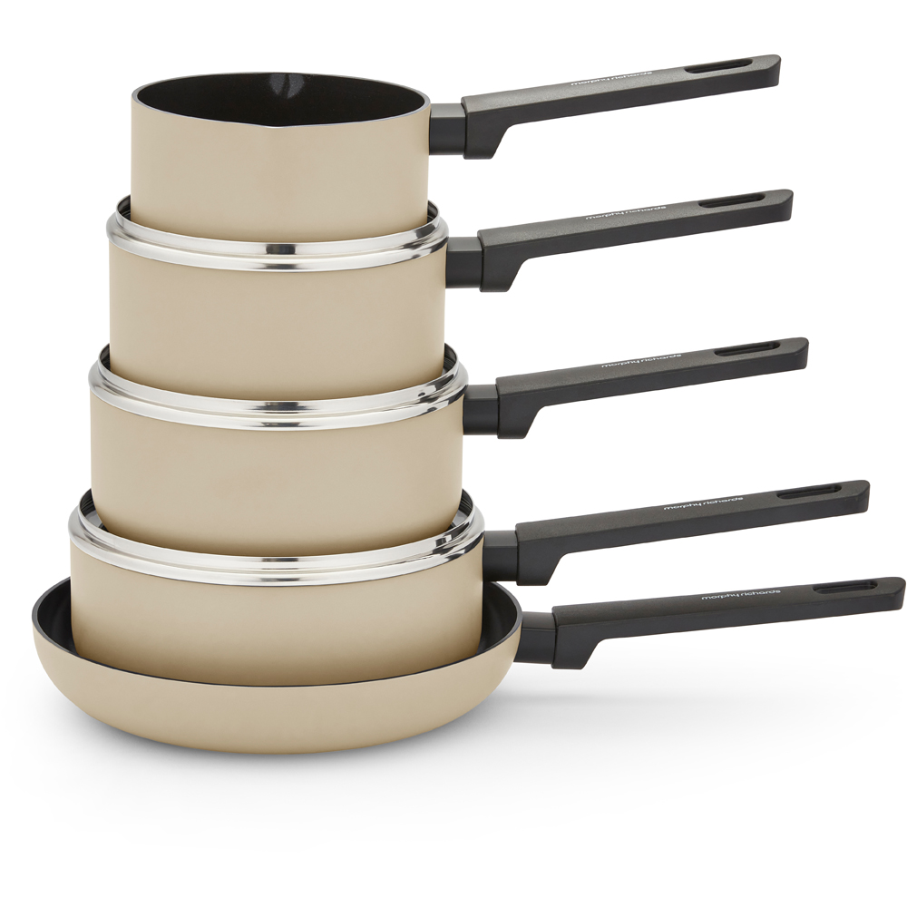 Morphy Richards Cream Recycled Aluminium 5 Piece Saucepan Set Image 3
