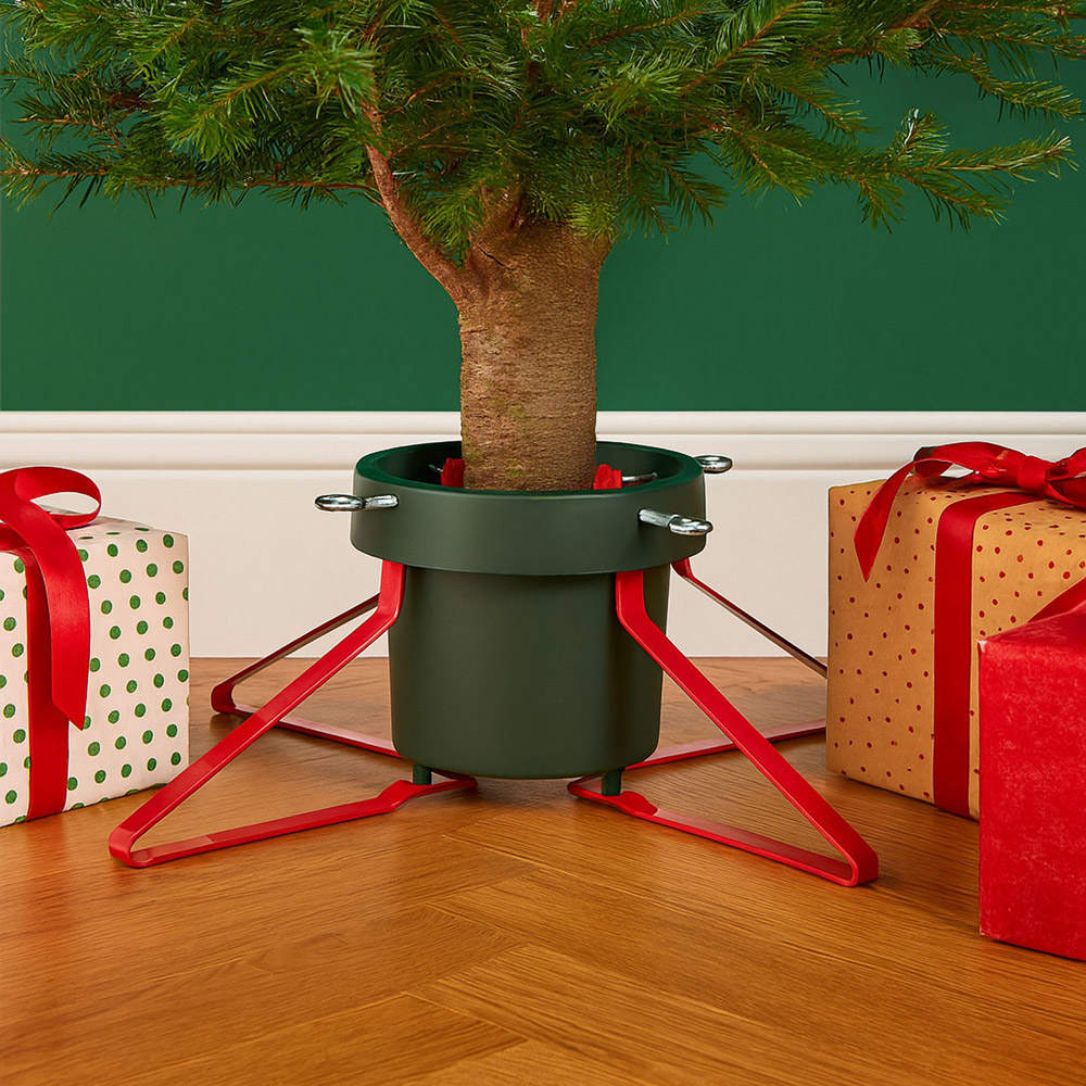 Neo Green and Red Christmas Tree Stand with Water Reservoir Image 2