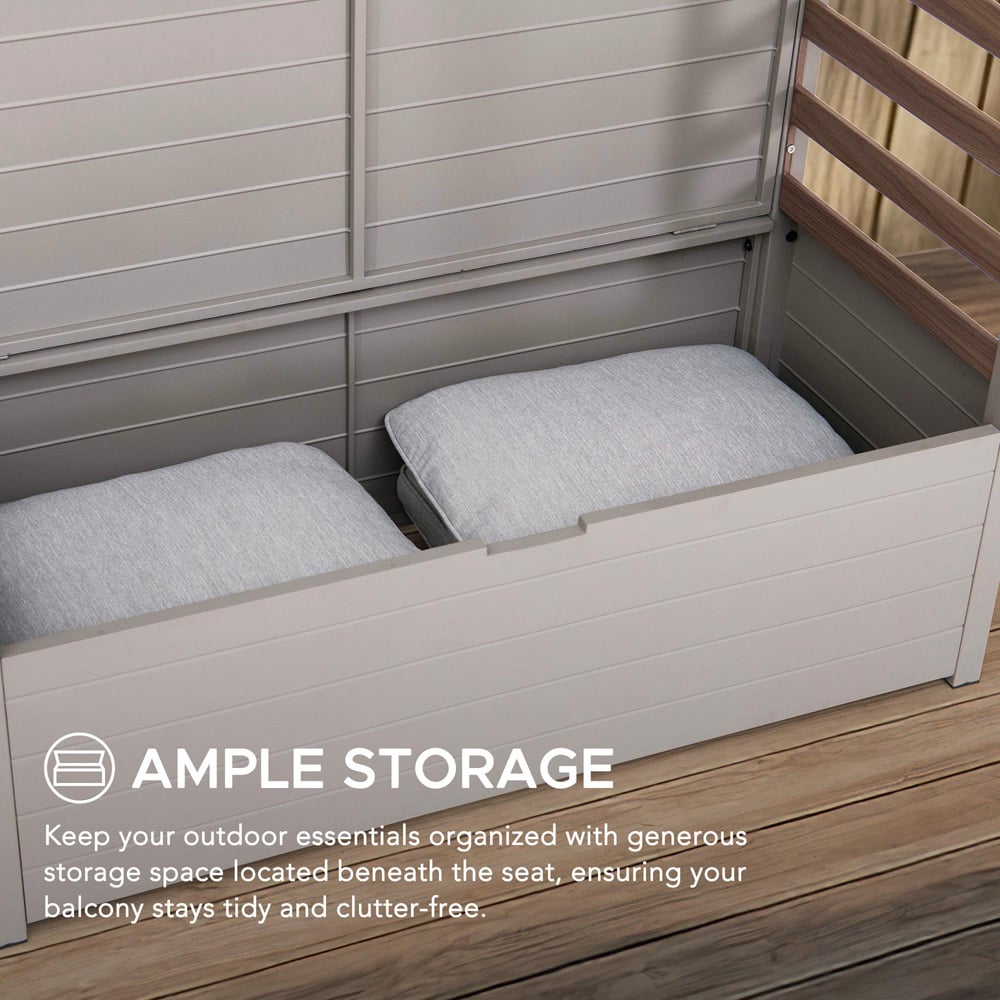 Sunjoy 2 Seater Under storage Patio Loveseat with Footstool and Canopy Image 3