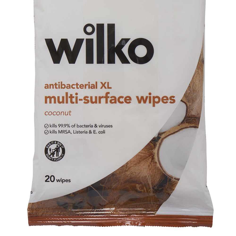 Wilko Coconut Antibacterial XL Multi-surface Wipes 20 Pack Image 3