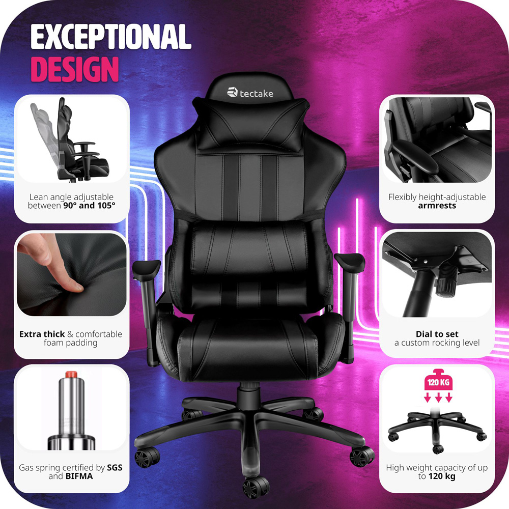 tectake Black Gaming Chair Image 7