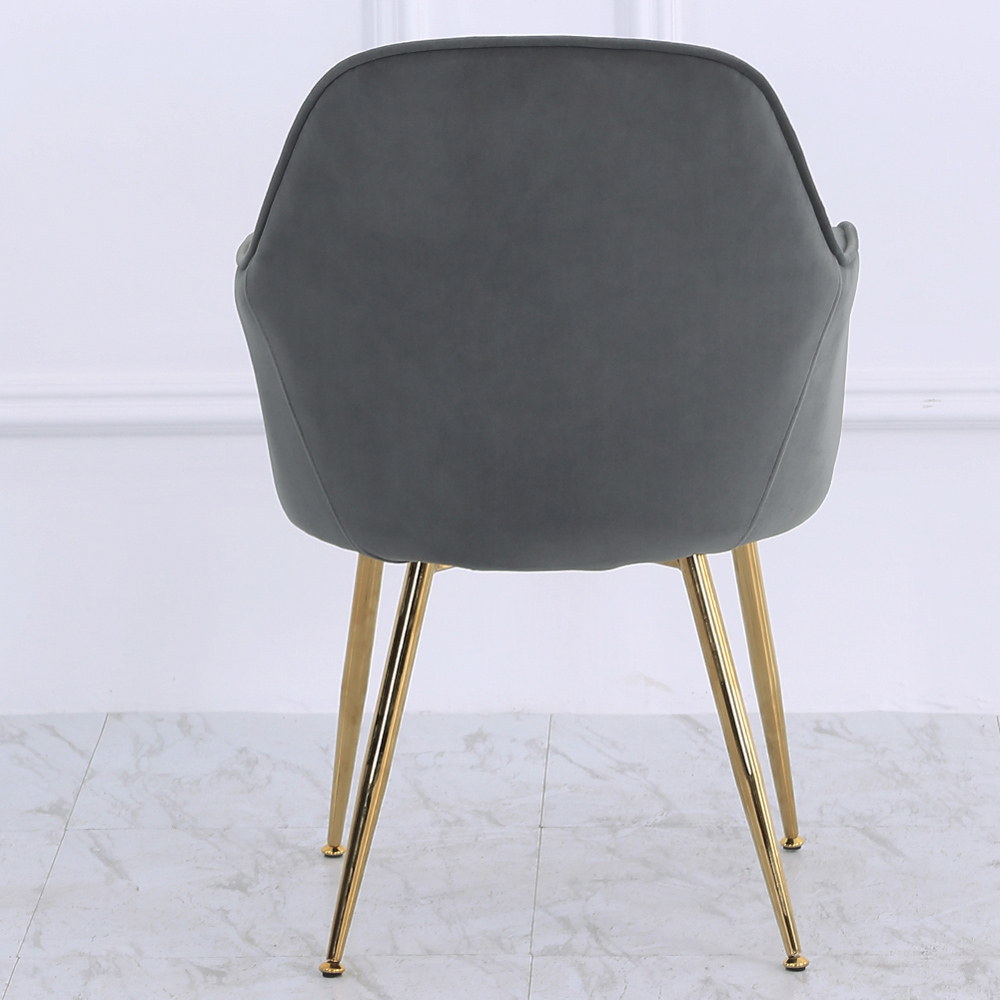 Living and Home Set of 2 Grey Modern Velvet Upholstered Dining Chair Image 4