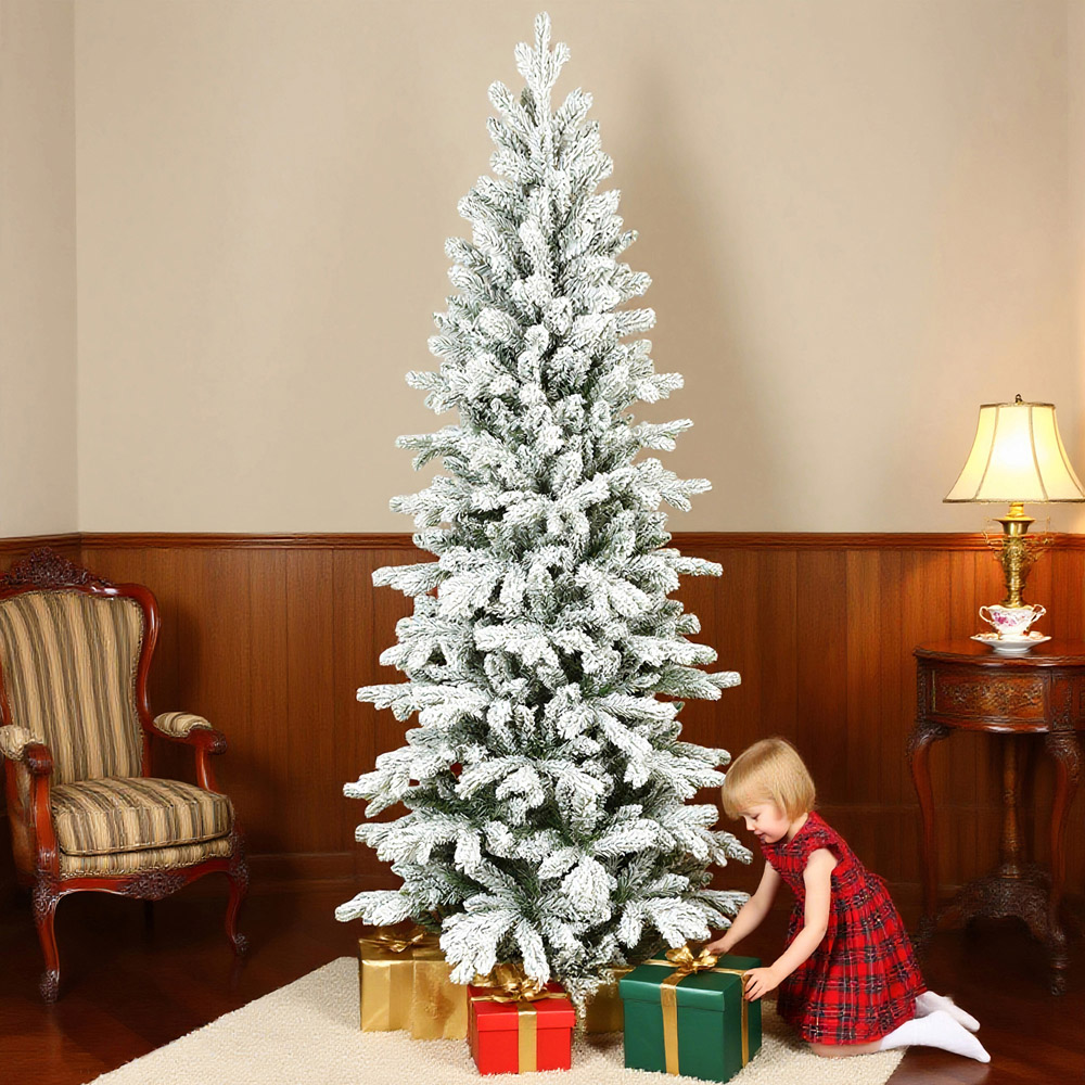 Everglow Snow Flocked Pencil Artificial Christmas Tree 7ft Image 2