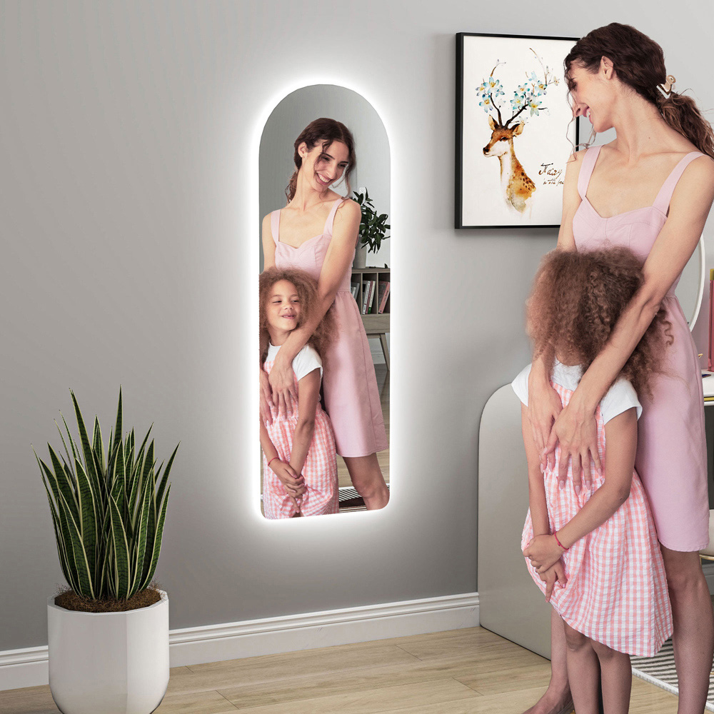 Portland 3 Colour Adjustable Full Length Wall Mirror with Lights Dimming 120 x 40cm Image 3