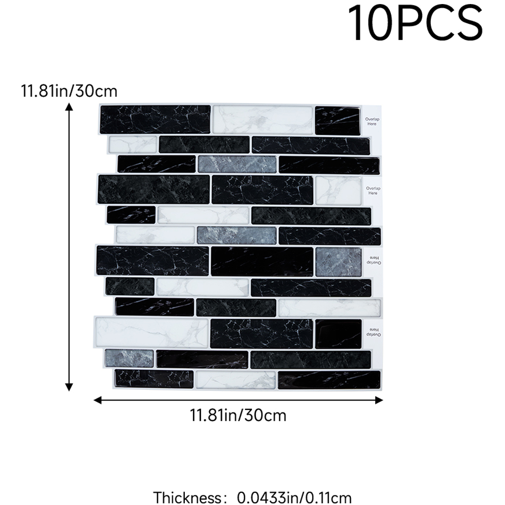 Living and Home Brick Effect Black and White Self Adhesive Wall Sticker 10 Pack Image 8