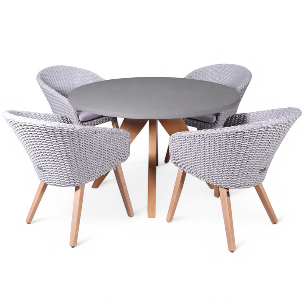 Royalcraft Lune Sol 4 Seater Round Concrete Dining Set Image 2