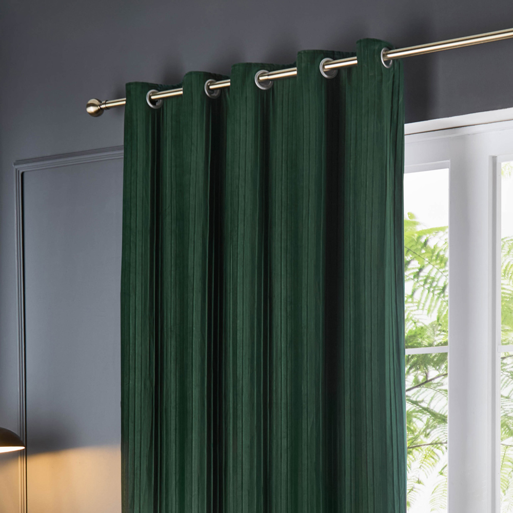 Paoletti Corinthian Green Velvet Eyelet Curtains 229 x 183cm Image 2