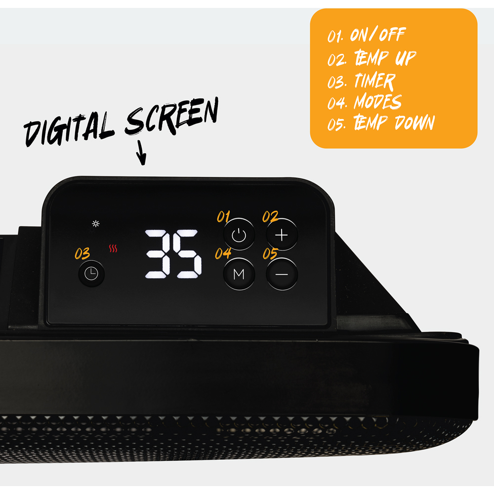 TCP Black 2 in 1 Infrared Convection Wall Mounted and Free Standing Heater 2000W Image 4