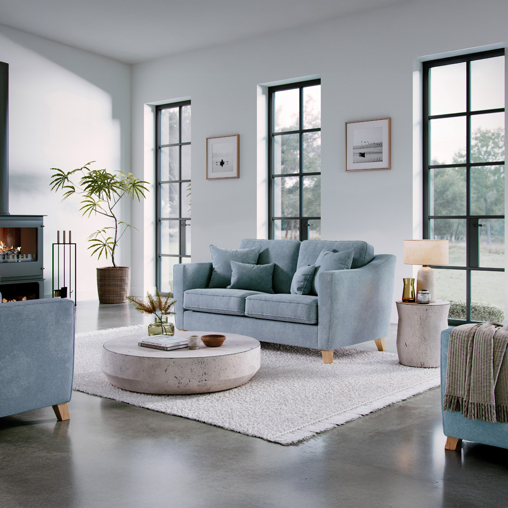 Marlon 2 Seater Small City Fine Blue Sofa Image 3