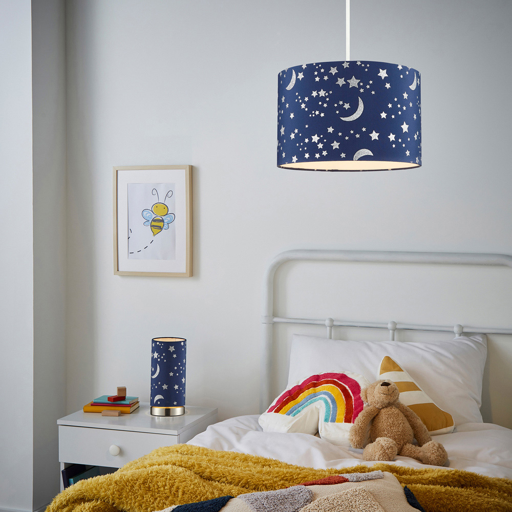 Glow Easyfit Navy Moons and Stars Lamp Shade Image 2