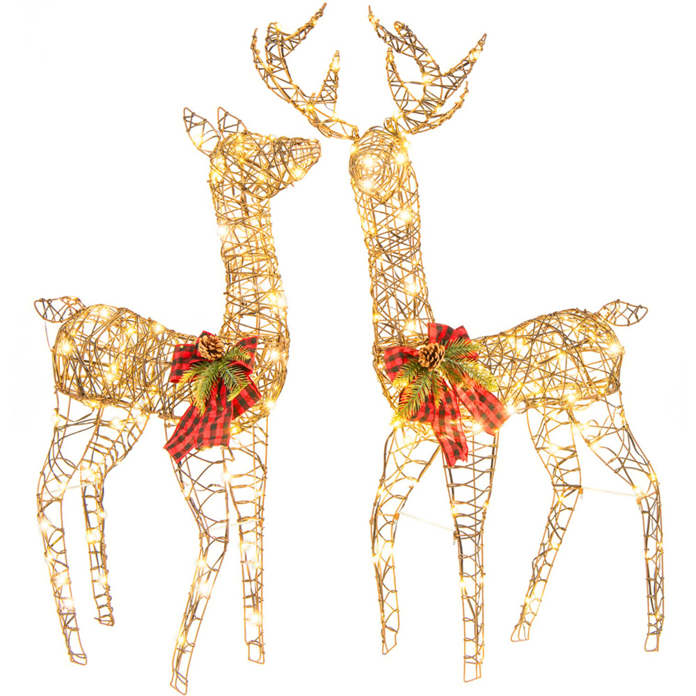 Costway 230 LED 2 Piece Reindeer Family Set Outdoor Christmas Decoration Image 2
