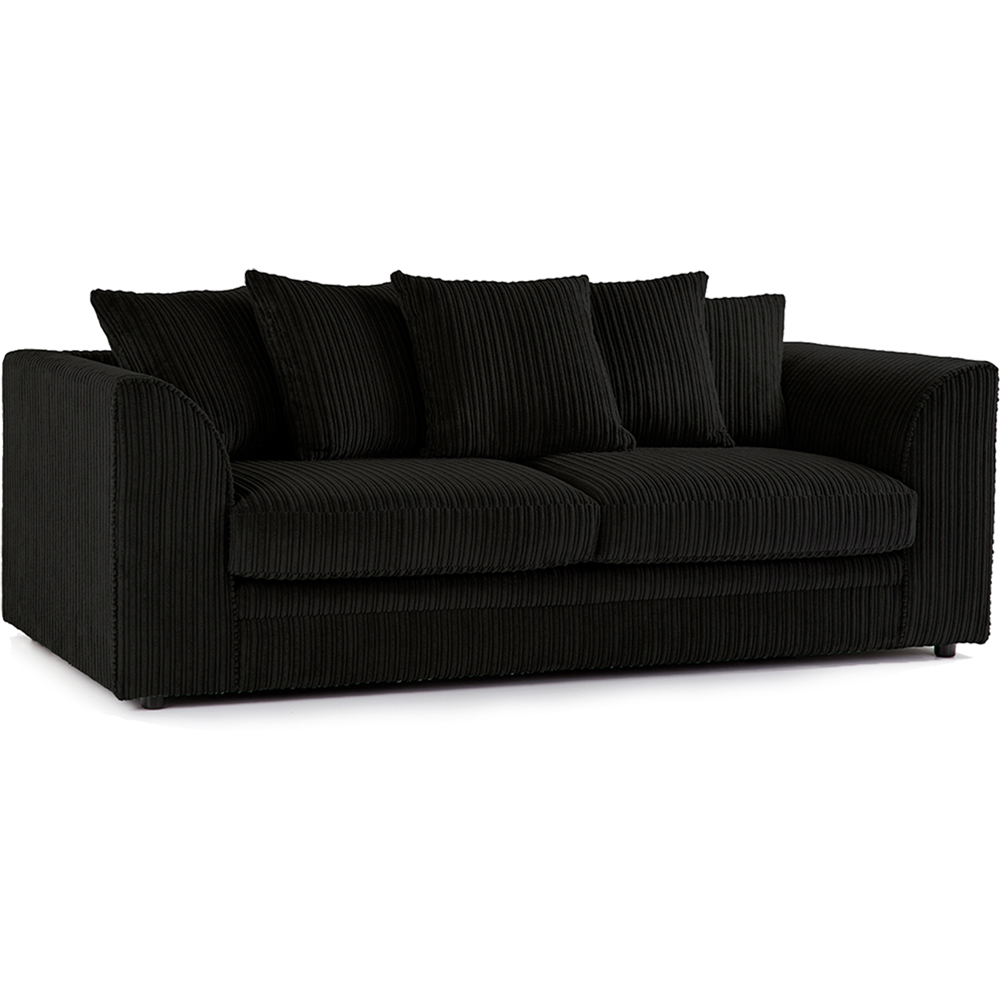Portland Luxor 5 Seater Black Jumbo Cord Sofa Set with Scatter Back Image 3