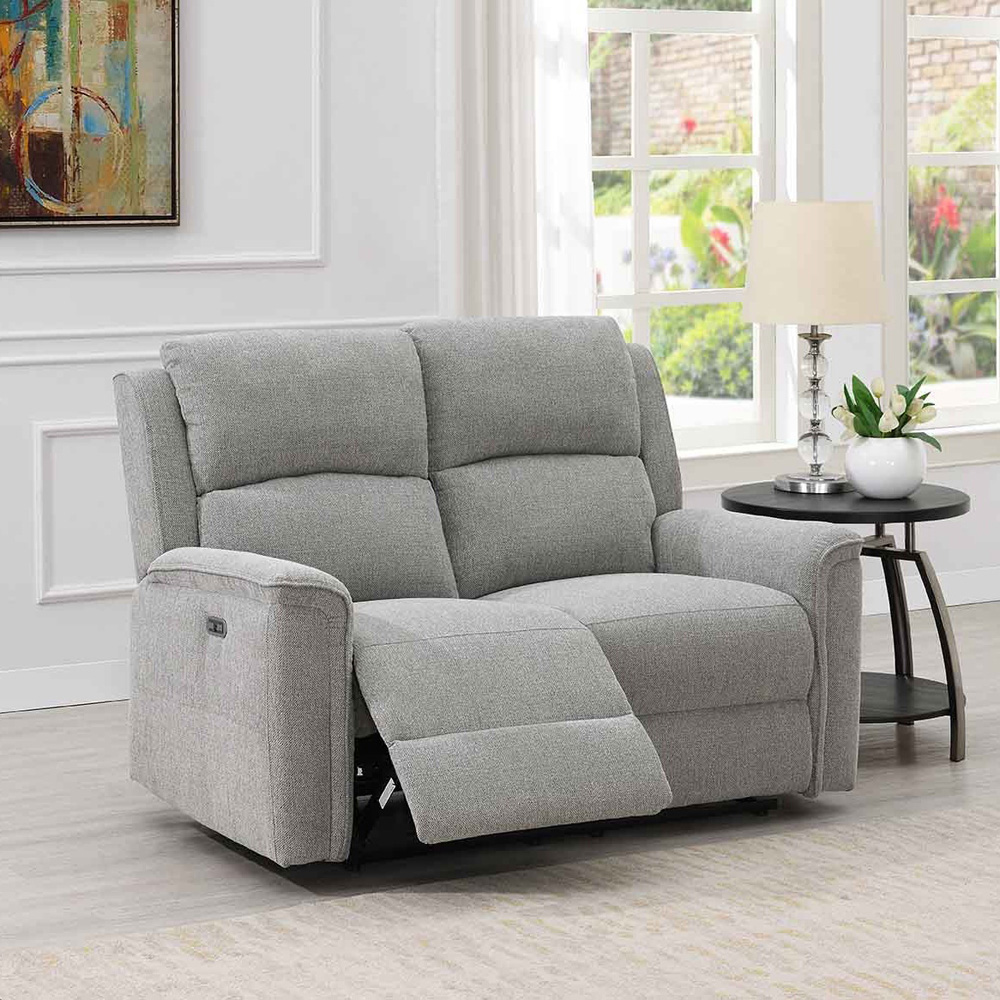 Eastside 2 Seater Light Grey Power Recliner Sofa Image 4