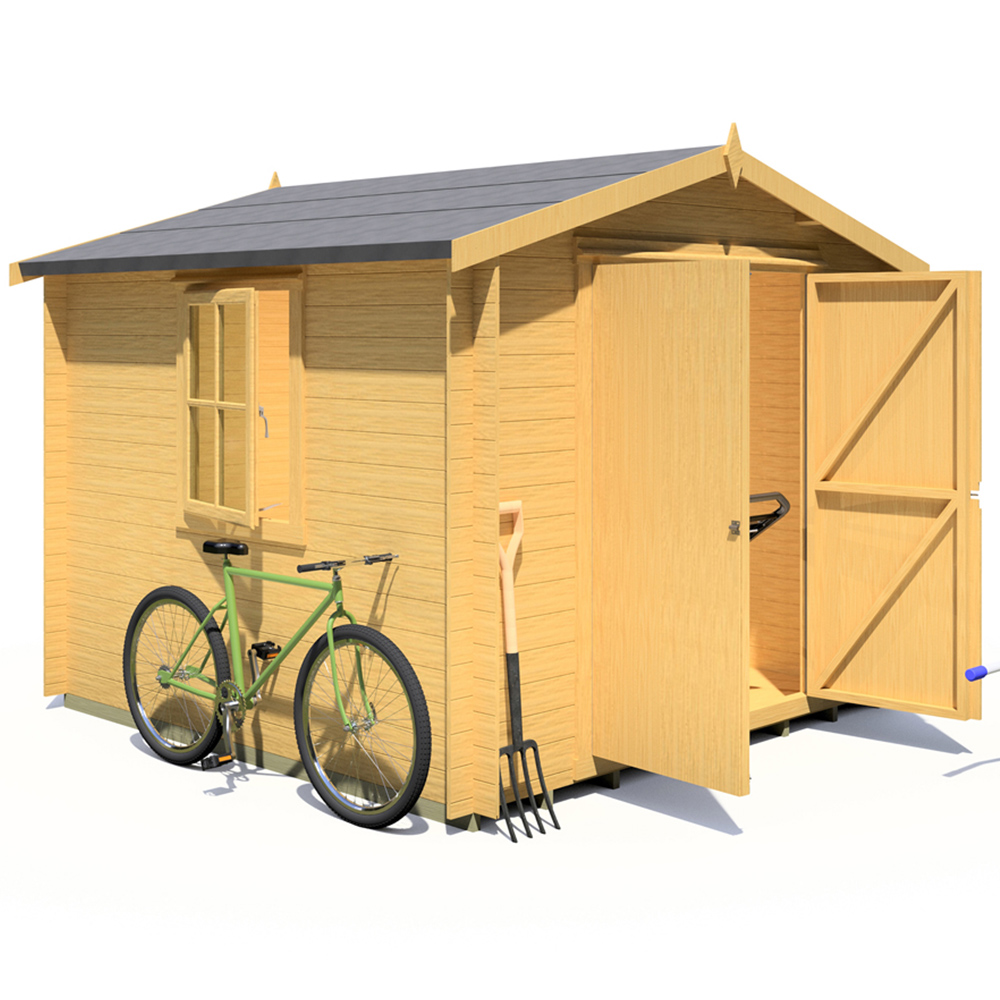 Shire Bradley 9 x 9ft Double Door Wooden Log Cabin Image 4