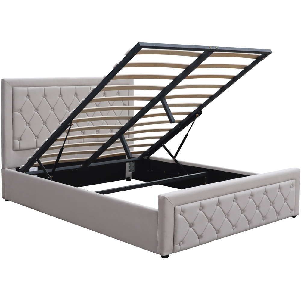 Kosy Koala Double Grey Velvet Tufted Gaslift Ottoman Bed with Mattress Image 3