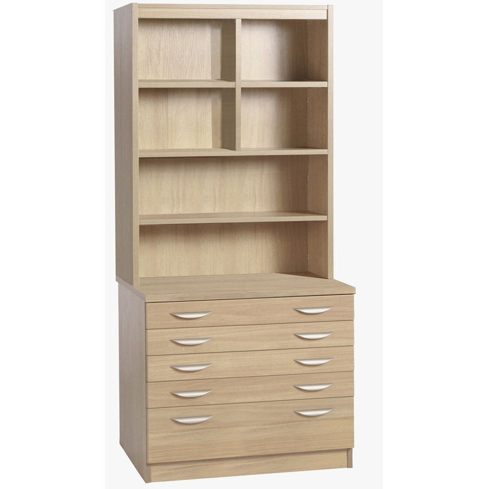 R White Cabinets 5 Drawer 6 Shelf A2 Plan Brown Chest of Drawers with Hutch Image 2