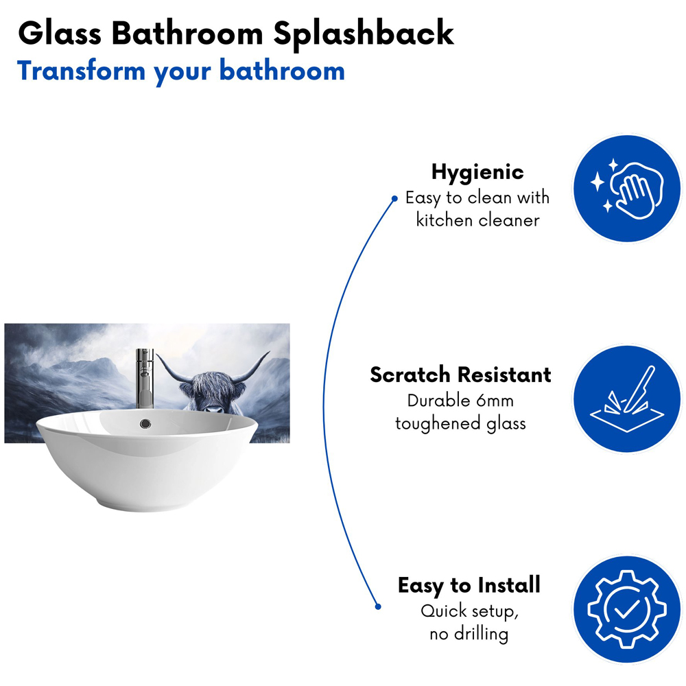 Warren Reed Designer Highland Cow on a Dark Night Glass Bathroom Splashback 25 x 60cm Image 4