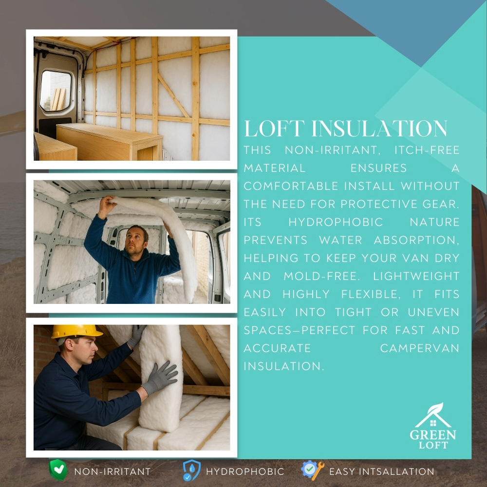 Green Loft White Non-Itch Polyester Thermal Lining Campervan Insulation Roll 5m x 570 x 110mm Image 4