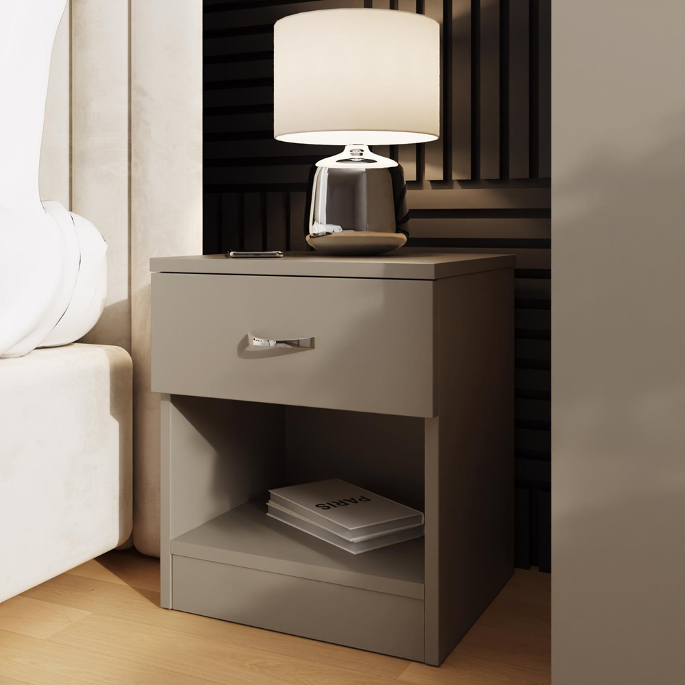 FWStyle Promo Single Drawer Putty Modern Bedside Table Image 6
