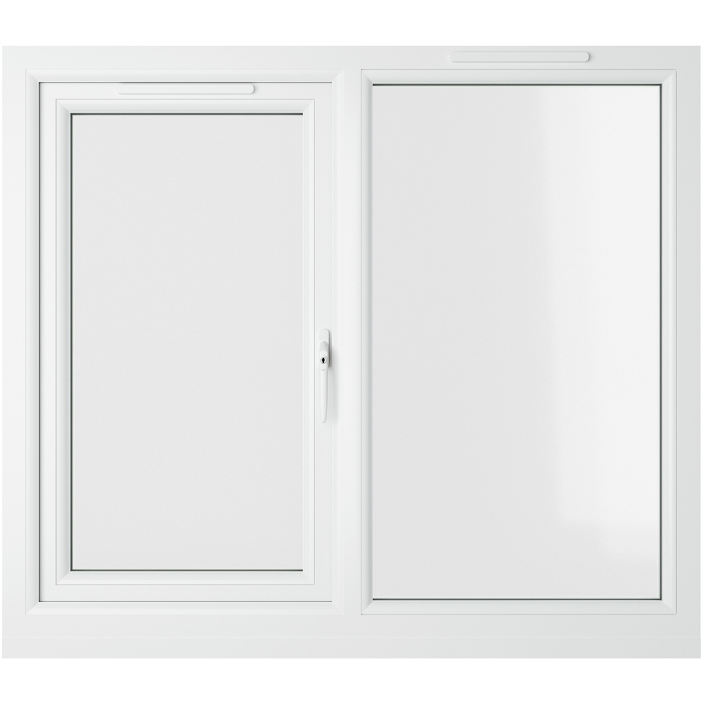 Crystal uPVC Triple Glazed Window RH Side Hung Next to a Fixed White Clear Glass 1190x1040mm Image 2